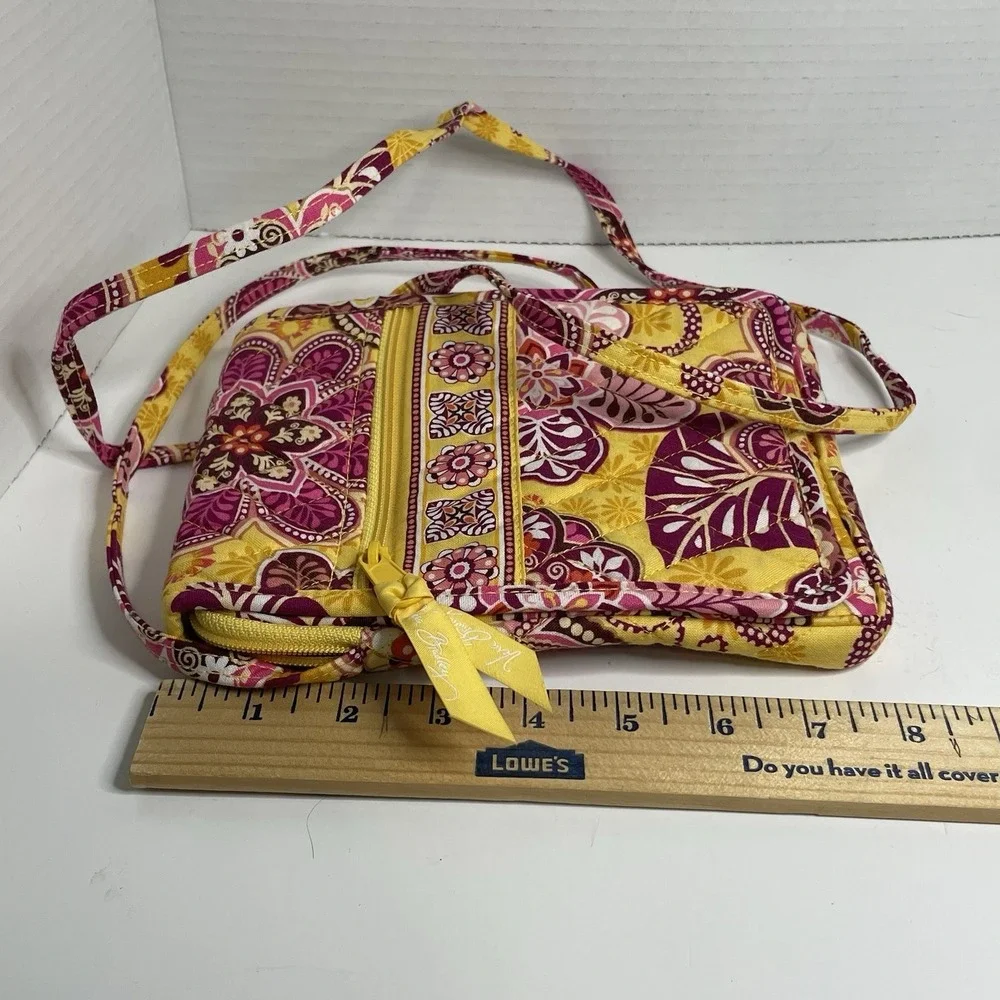 Vera Bradley Hipster In Floral Paisley  Yellow Pink Crossbody Bag.  Hardly Used
